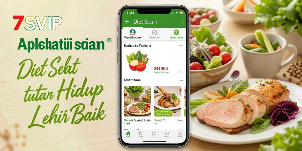 Tampilan antarmuka pengguna aplikasi Diet Sehat 7SVIP.