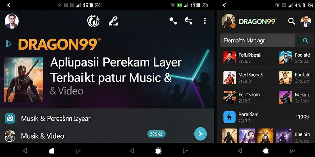 Tampilan antarmuka <strong>DRAGON99</strong> saat perekaman layar berlangsung.