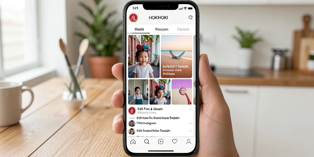 Antarmuka HOKIHOKI dengan berbagai pilihan filter Instagram yang menarik.