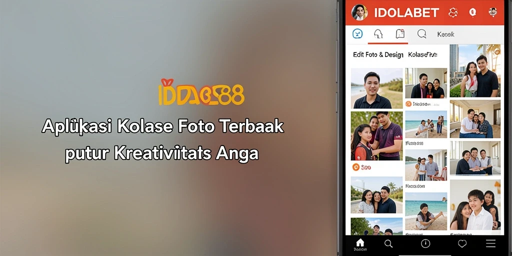 Tampilan antarmuka aplikasi IDOLABET88 saat membuat kolase foto.