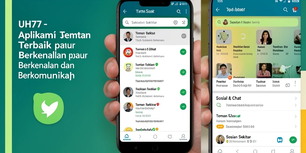 Antarmuka aplikasi UH77 yang modern dan intuitif untuk mencari teman.