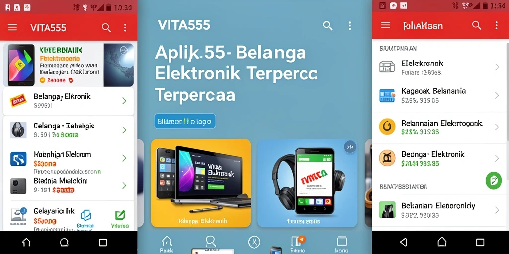 Tampilan antarmuka aplikasi VITA555 untuk belanja elektronik.